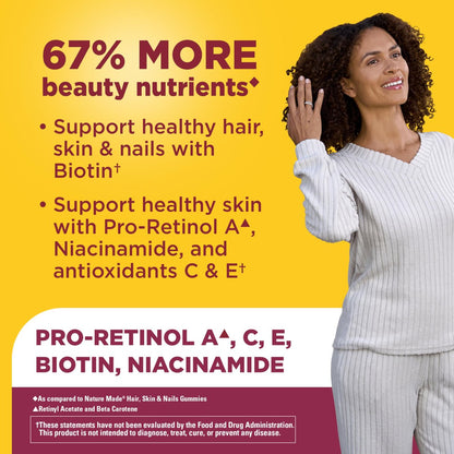 Nature Made Advanced Hair, Haut & Nägel Gummibärchen mit Biotin, Pro Retinol A, Niacinamid, Vitamin C & Vitamin E, 80 Stück, 40 Tage Vorrat