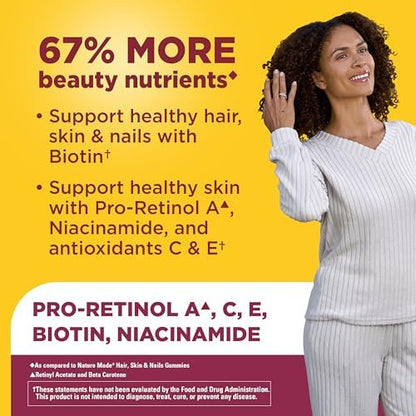 Nature Made Advanced Hair, Haut & Nägel Gummibärchen mit Biotin, Pro Retinol A, Niacinamid, Vitamin C & Vitamin E, 80 Stück, 40 Tage Vorrat