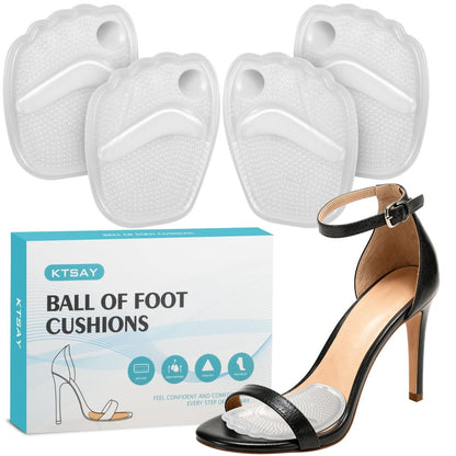 KTSAY Metatarsal Pads für Frauen, Gel Ballenpolster zur Schmerzlinderung im Schuh, rutschfeste Fersenpolster, Einheitsgröße (2 Paar, Transparent)