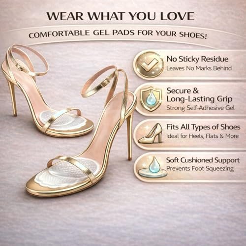 KTSAY Metatarsal Pads für Frauen, Gel Ballenpolster zur Schmerzlinderung im Schuh, rutschfeste Fersenpolster, Einheitsgröße (2 Paar, Transparent)