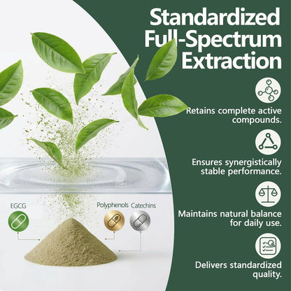 HyberVive Grüntee-Extrakt 450 mg, hochwirksam mit 50 % EGCG (standardisiert), 98 % Polyphenole & 80 % Catechine, Antioxidans & Stoffwechselunterstützung, natürlich koffeinarm, Non-GMO, hergestellt in den USA, 90 Kapseln