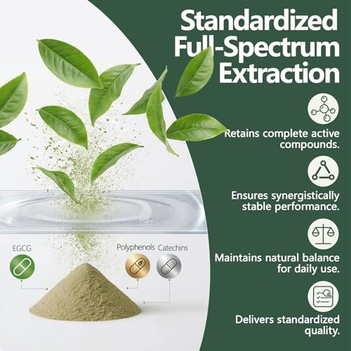 HyberVive Grüntee-Extrakt 450 mg, hochwirksam mit 50 % EGCG (standardisiert), 98 % Polyphenole & 80 % Catechine, Antioxidans & Stoffwechselunterstützung, natürlich koffeinarm, Non-GMO, hergestellt in den USA, 90 Kapseln