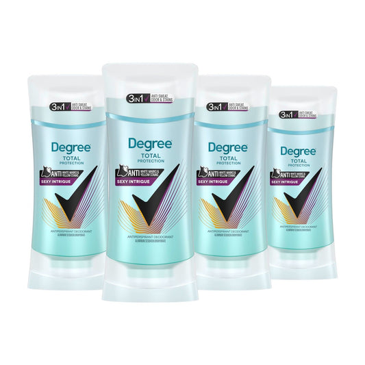 Degree 3in1 Antiperspirant Deodorant 4er-Pack Sexy Intrigue – 72h Schutz vor Schweiß, Geruch & Flecken (2,6 oz)