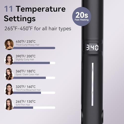 Namfar 2-in-1 Haarglätter und Lockenstab | 11 Temperatureinstellungen (265°F-450°F) | 20s Schnellaufheizung | Doppelspannung | Auto-Abschaltung | für alle Haartypen mit Hitzeschutzhandschuh und Clips