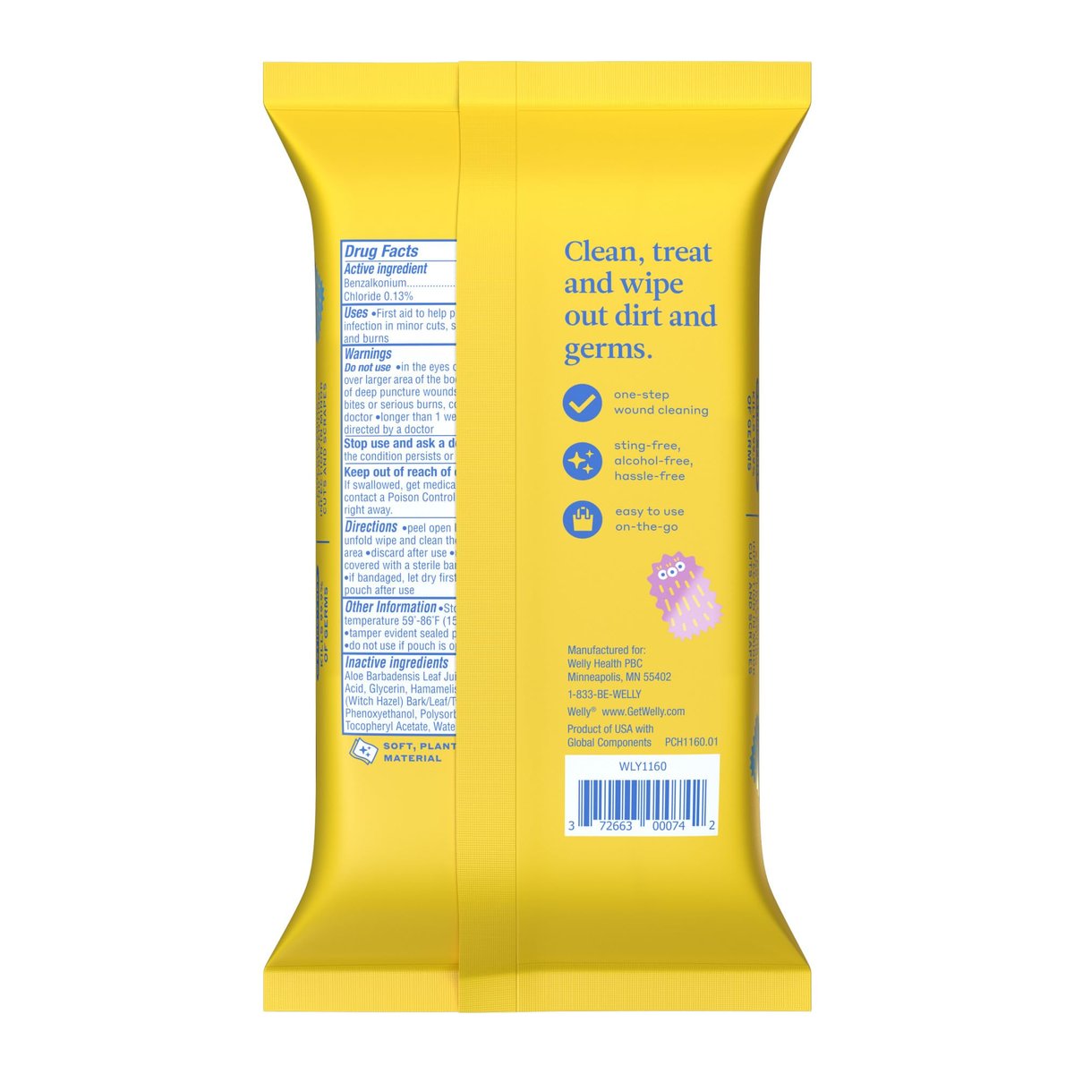 Welly Erste-Hilfe-Antiseptische Tücher 40er-Pack | Stichfreie BZK-Tücher zur Reinigung kleiner Schnitte und Schrammen | 40 Tücher
