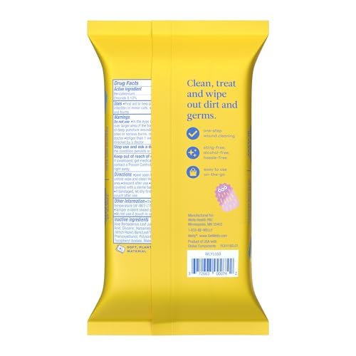 Welly Erste-Hilfe-Antiseptische Tücher 40er-Pack | Stichfreie BZK-Tücher zur Reinigung kleiner Schnitte und Schrammen | 40 Tücher