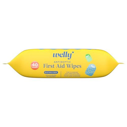 Welly Erste-Hilfe-Antiseptische Tücher 40er-Pack | Stichfreie BZK-Tücher zur Reinigung kleiner Schnitte und Schrammen | 40 Tücher