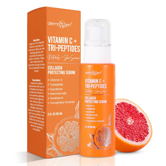 Dermaxgen Vitamin C + Tri-Peptide Bright Idea Serum – Hautaufhellender & Barriere-Boost-Komplex für strahlende, feste Haut – Anti-Aging-Gesichtsserum zur Kollagen- und Elastizitätssteigerung – 60 ml