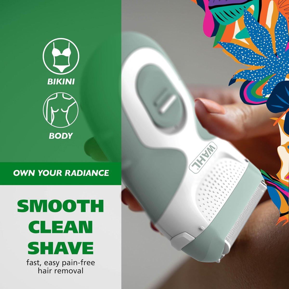 Be Radiant by Wahl – Glatter Rasierer für Damen, Elektrorasierer mit Doppelfolienkopf und Langhaarschneider, kabellos, batteriebetrieben für glatte Beine & Achseln – Modell 3028462