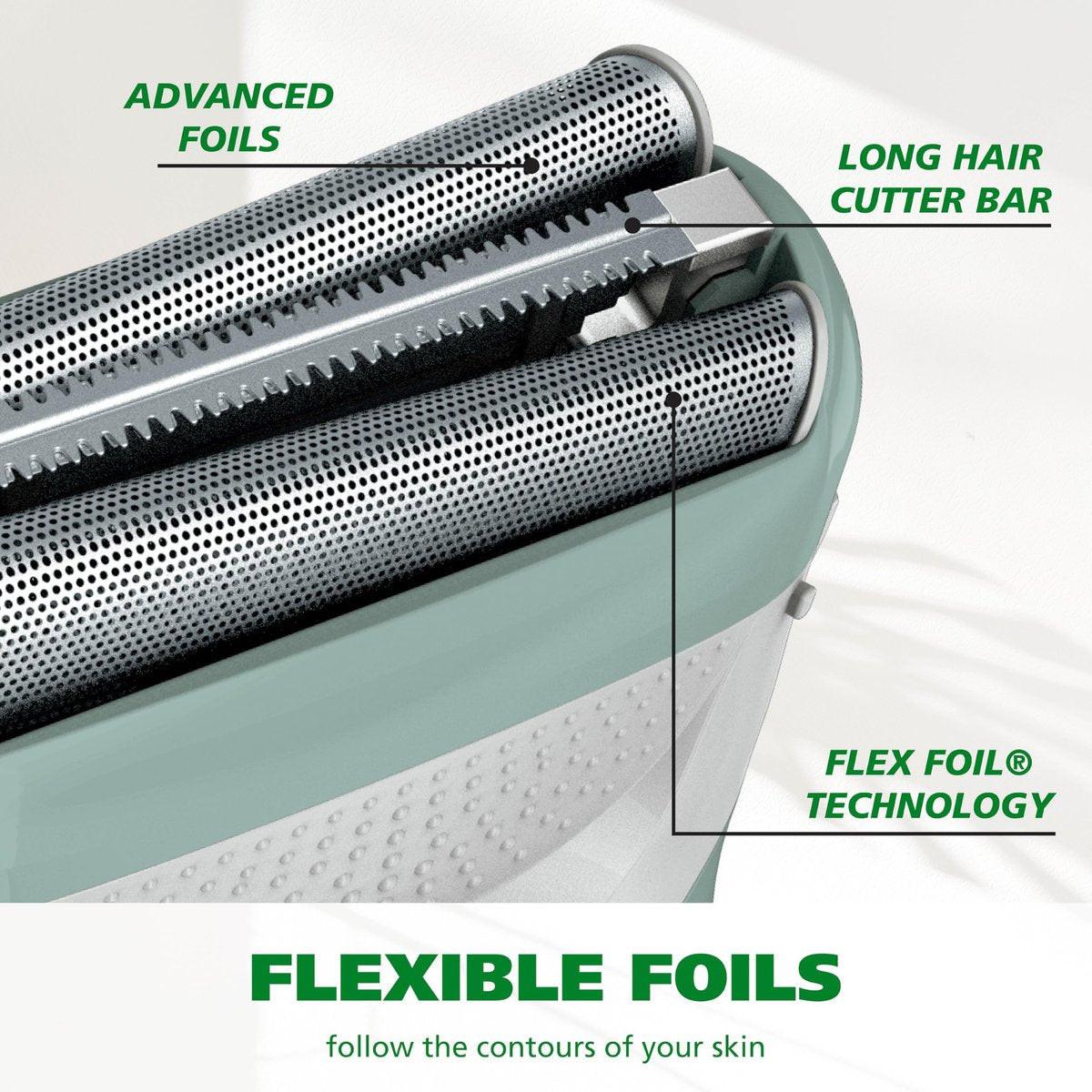 Be Radiant by Wahl – Glatter Rasierer für Damen, Elektrorasierer mit Doppelfolienkopf und Langhaarschneider, kabellos, batteriebetrieben für glatte Beine & Achseln – Modell 3028462
