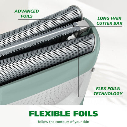 Be Radiant by Wahl – Glatter Rasierer für Damen, Elektrorasierer mit Doppelfolienkopf und Langhaarschneider, kabellos, batteriebetrieben für glatte Beine & Achseln – Modell 3028462