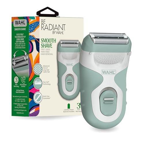 Be Radiant by Wahl – Glatter Rasierer für Damen, Elektrorasierer mit Doppelfolienkopf und Langhaarschneider, kabellos, batteriebetrieben für glatte Beine & Achseln – Modell 3028462
