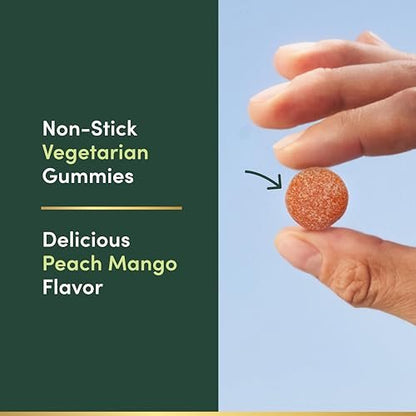 Nature's Bounty Magnesium Glycinat Gummis mit hoher Absorption, 100 mg Magnesium pro Portion, für die Gesundheit des gesamten Körpers, klebefreie Gummis, Pfirsich-Mango-Geschmack – vegetarisch & glutenfrei – 60 Stück/30 Portionen