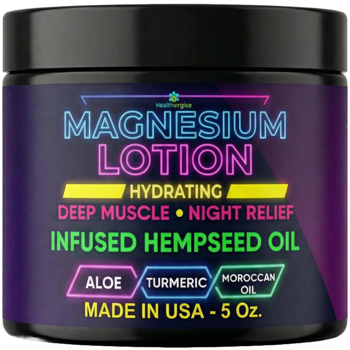 Magnesium Lotion für Schlaf, Krämpfe und Muskelkater mit Hanf, Kurkuma und Marokkanischem Öl – Nachtcreme für tiefe Entspannung und Feuchtigkeitspflege – Hergestellt in den USA