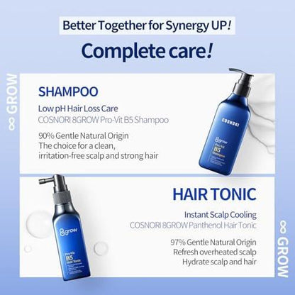 COSNORI 8GROW Pro-Vit B5 Haar-Tonic - Kopfhautspray gegen Haarausfall & dünner werdendes Haar, Leave-In Tonic, stärkende & verdickende Pflege mit Peptiden & pflanzlichen Inhaltsstoffen, Menthol (100 ml)