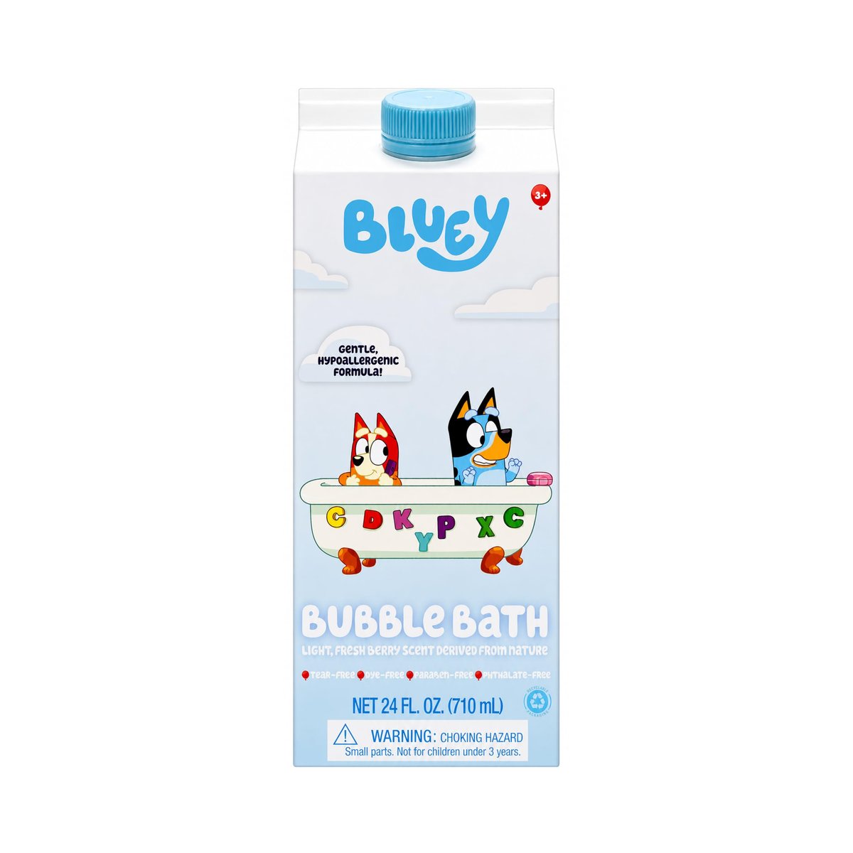 Bluey Schaumbad für Kleinkinder und Kinder ab 3 Jahren, frischer Beerenduft, Tränenfrei | Farbstoff-, Paraben-, Phthalatfrei | Hypoallergen | 710 ml