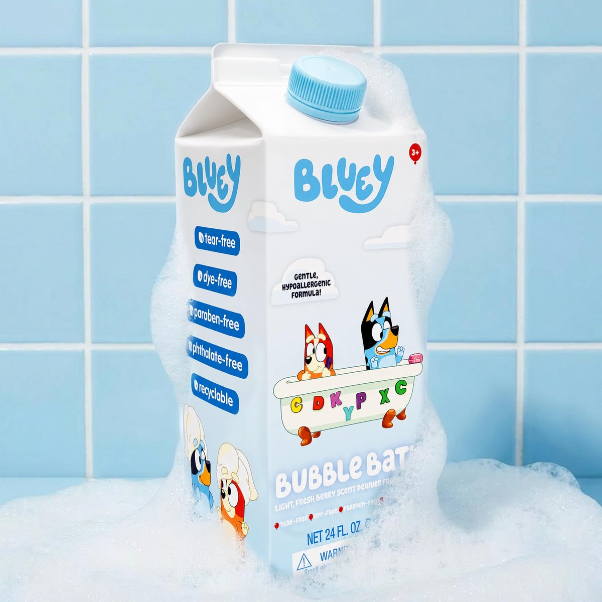 Bluey Schaumbad für Kleinkinder und Kinder ab 3 Jahren, frischer Beerenduft, Tränenfrei | Farbstoff-, Paraben-, Phthalatfrei | Hypoallergen | 710 ml