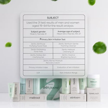 ZENTTU Korean Skin Care Kit Zen Balance – 6-Schritte-Routine für empfindliche & fettige Haut mit 4 Hydrogel-Masken & Spot-Behandlung (Set)