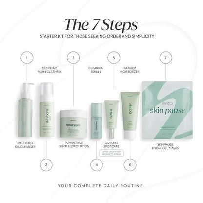 ZENTTU Korean Skin Care Kit Zen Balance – 6-Schritte-Routine für empfindliche & fettige Haut mit 4 Hydrogel-Masken & Spot-Behandlung (Set)