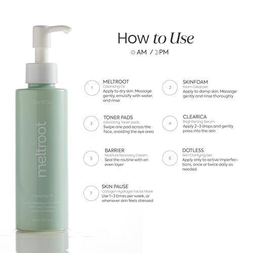 ZENTTU Korean Skin Care Kit Zen Balance – 6-Schritte-Routine für empfindliche & fettige Haut mit 4 Hydrogel-Masken & Spot-Behandlung (Set)