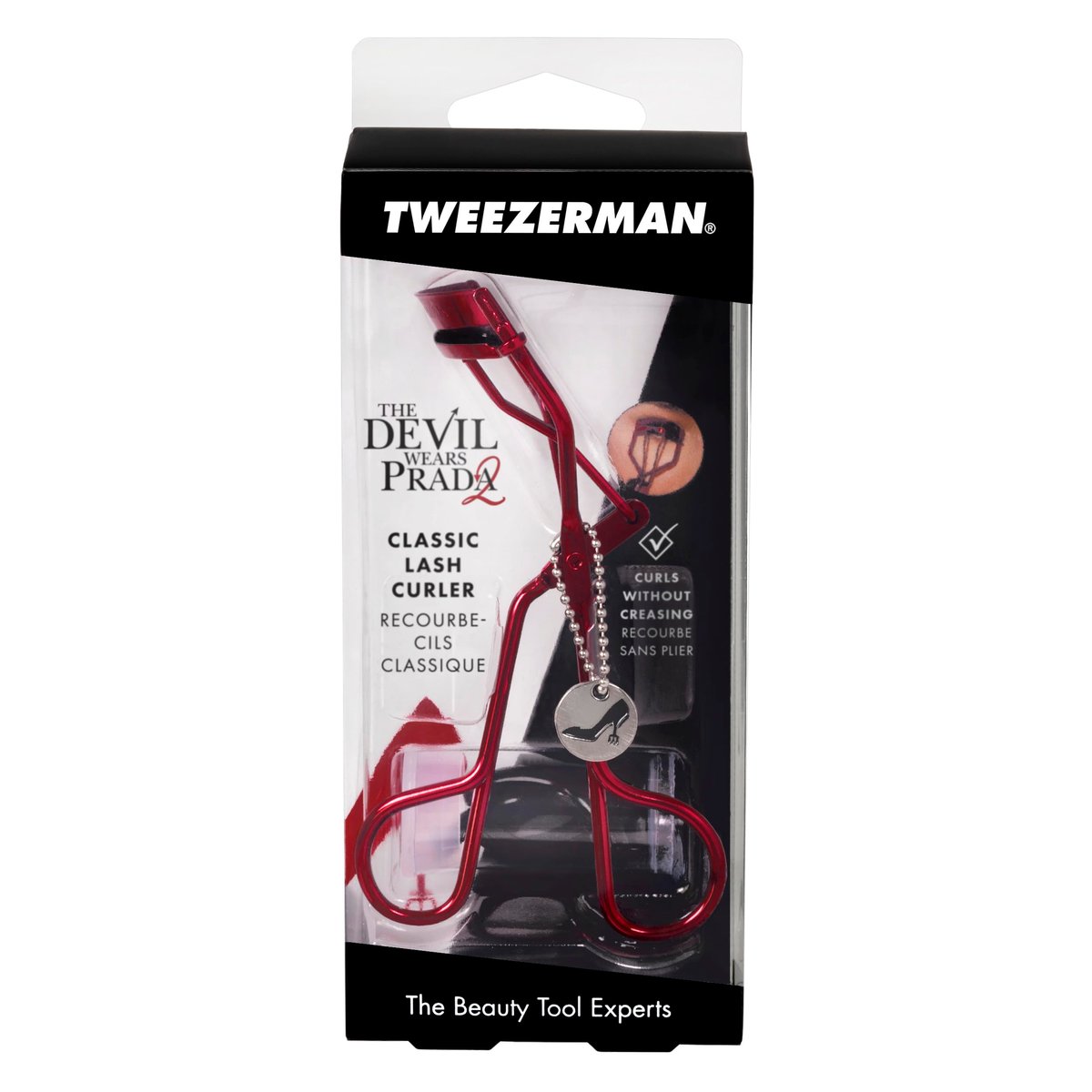 Tweezerman Devil Wears Prada 2 Wimpernzange mit Ersatzpads – Make-up-Wimpernwerkzeug für alle Augenformen