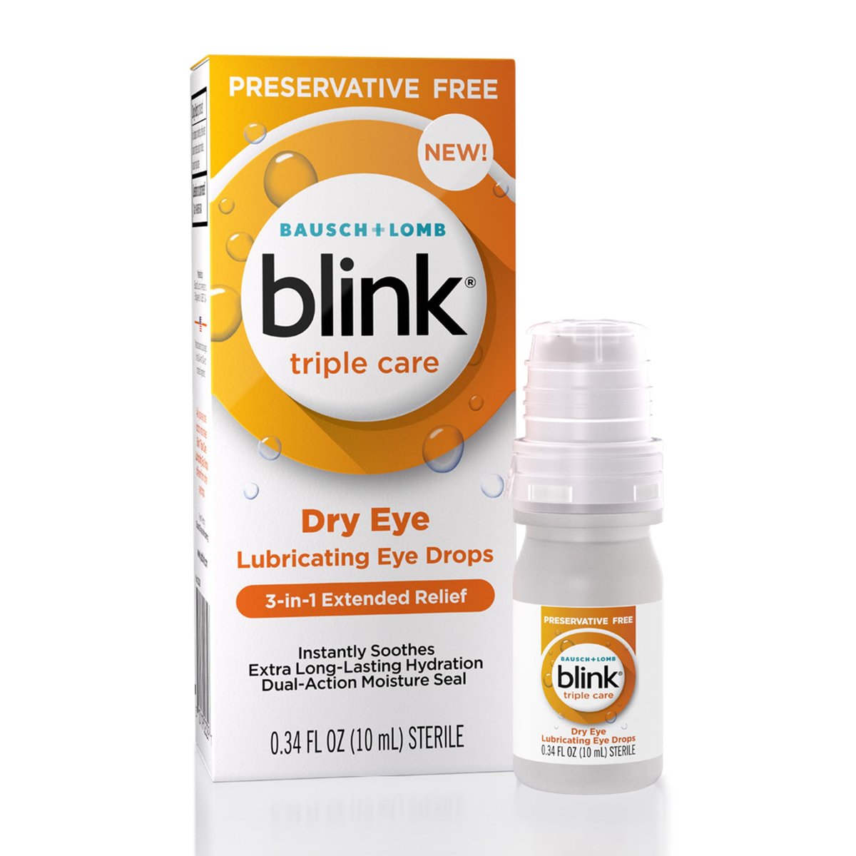 Blink Triple Care – Konservierungsmittelfreie Augentropfen gegen trockene Augen mit Hyaluronsäure & Lipid-Nanoemulsion, klinisch geprüfte 3-in-1-Wirkung, bis zu 10 Stunden Linderung*