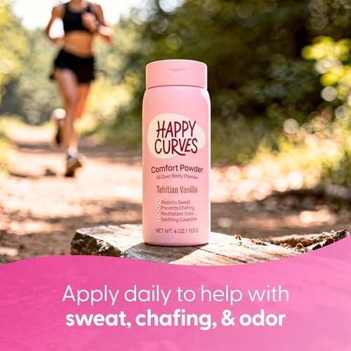 HAPPY CURVES Comfort Powder: Talkfreies Körper- und Fußpuder gegen Reibung und Schwitzen, 6 oz (1er-Pack) – Tahitian Vanille