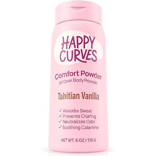 HAPPY CURVES Comfort Powder: Talkfreies Körper- und Fußpuder gegen Reibung und Schwitzen, 6 oz (1er-Pack) – Tahitian Vanille