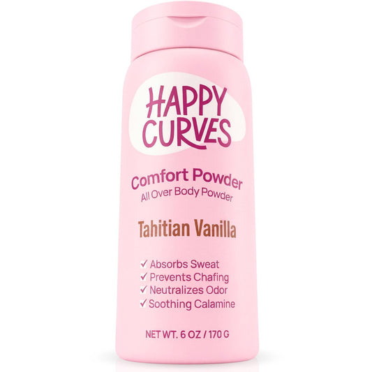 HAPPY CURVES Comfort Powder: Talkfreies Körper- und Fußpuder gegen Reibung und Schwitzen, 6 oz (1er-Pack) – Tahitian Vanille