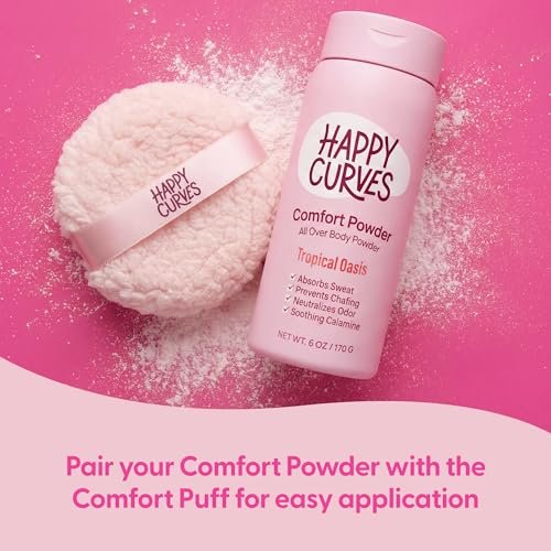 HAPPY CURVES Comfort Powder: Talkfreies Körper- und Fußpuder gegen Reibung und Schwitzen, 6 oz (1er-Pack) – Tahitian Vanille