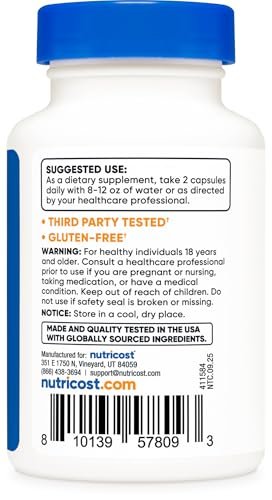 Nutricost NAD+ Supplement 1000 mg – 60 Kapseln, Nicotinamid-Adenin-Dinukleotid, vegan, GMO-frei, glutenfrei, 30 Portionen