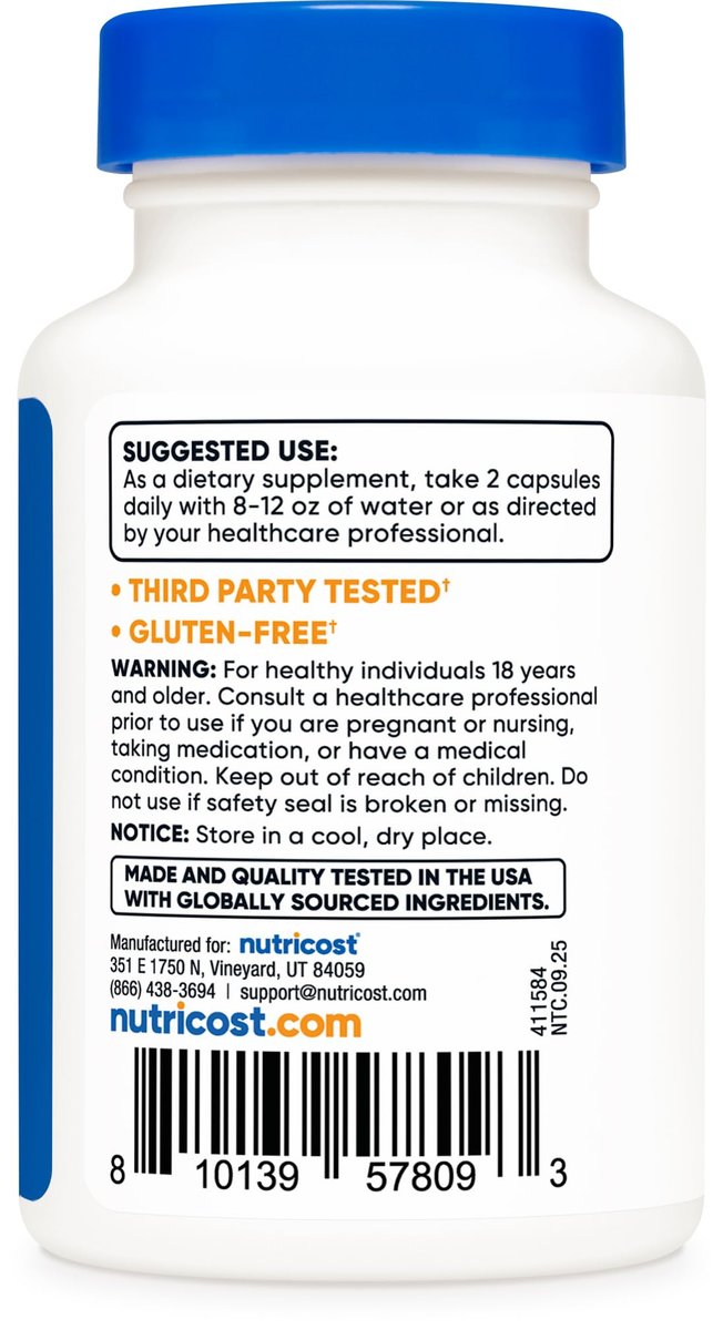 Nutricost NAD+ Supplement 1000 mg – 60 Kapseln, Nicotinamid-Adenin-Dinukleotid, vegan, GMO-frei, glutenfrei, 30 Portionen