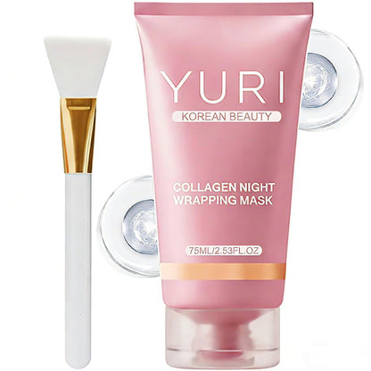 Tiglowa YURI Collagen Night Wrapping Mask – Feuchtigkeitsspendende Gesichtsmaske mit Kollagen, Peeling-Masken für Frauen und Mädchen, 2,54 fl.oz (1 Stück)