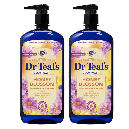 Dr Teal's Honey Blossom Duschgel mit Manuka-Honig, Magnesium und ätherischen Ölen, limitierte Edition, 24 FL OZ, 2er-Pack