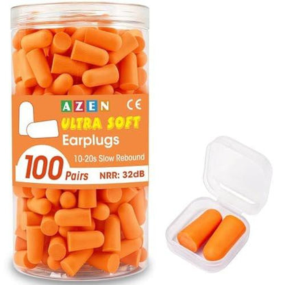 AZEN 100 Paar Ohrstöpsel Bulk, NRR 32 dB Weiche Schaumstoff-Ohrstöpsel für Schlaf, Lärmschutz, Ohrstöpsel für Konzerte, Schießen, Schwimmen, Geräuschreduzierung (Orange)