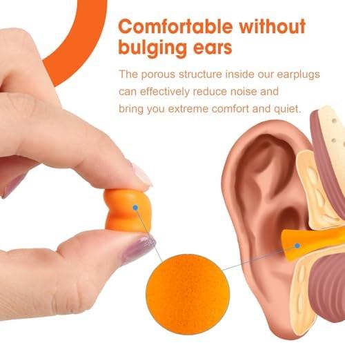 AZEN 100 Paar Ohrstöpsel Bulk, NRR 32 dB Weiche Schaumstoff-Ohrstöpsel für Schlaf, Lärmschutz, Ohrstöpsel für Konzerte, Schießen, Schwimmen, Geräuschreduzierung (Orange)
