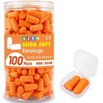 AZEN 100 Paar Ohrstöpsel Bulk, NRR 32 dB Weiche Schaumstoff-Ohrstöpsel für Schlaf, Lärmschutz, Ohrstöpsel für Konzerte, Schießen, Schwimmen, Geräuschreduzierung (Orange)