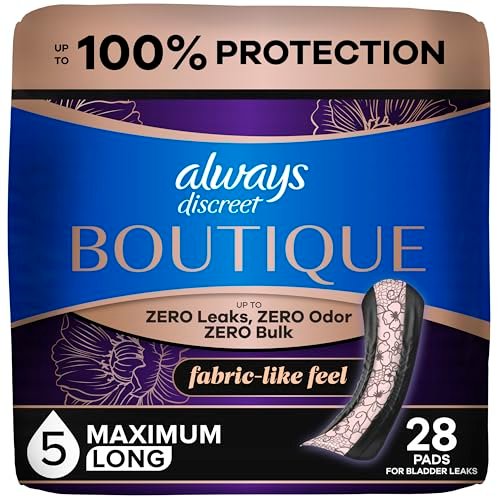 Always Discreet Boutique Inkontinenz-Pads für Frauen, Maximale Saugfähigkeit, Lange Länge, 28 Stück