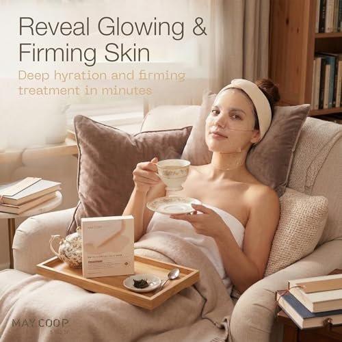 MAY COOP Maple Hydrogel Gesichtsmaske (4 Masken) – Kühlende & feuchtigkeitsspendende Jelly-Maske für strahlende Hautpflege | Reis-PDRN-Collagen & 5% Ahornsaft