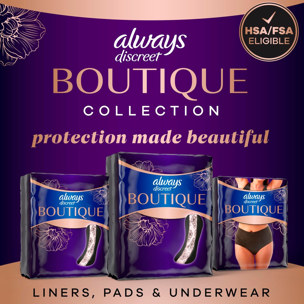 Always Discreet Boutique Inkontinenz-Einlagen für Frauen, Ultimative Saugfähigkeit, Lange Länge, 20 Stück