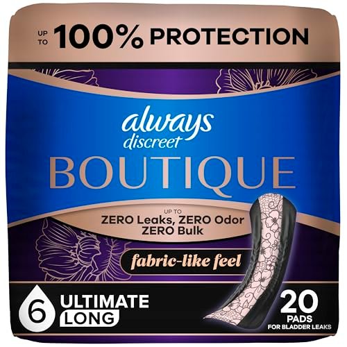 Always Discreet Boutique Inkontinenz-Einlagen für Frauen, Ultimative Saugfähigkeit, Lange Länge, 20 Stück