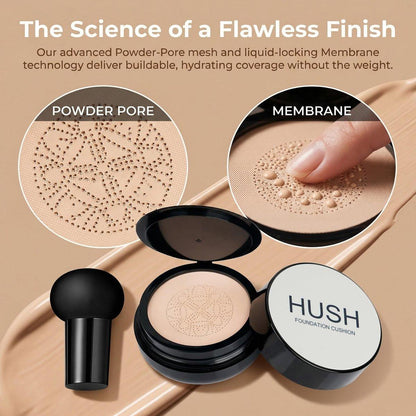 CACHIL Hush Makeup Foundation – Glow Foundation für ältere Frauen – Korean Warm Tone CC Mushroom Air Glow Foundation, Full Coverage, langanhaltende BB Cream Cushion Foundation, natürlicher strahlender Teint