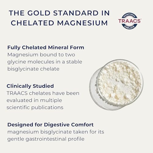Inwardly Magnesium Glycinat 500mg (als TRAACS Bisglycinat) - Schlaf & Ruhe Unterstützung - Hochabsorbierendes cheliertes Magnesium - 1 Kapsel pro Portion - 2-Monats-Vorrat, 60 vegane Kapseln