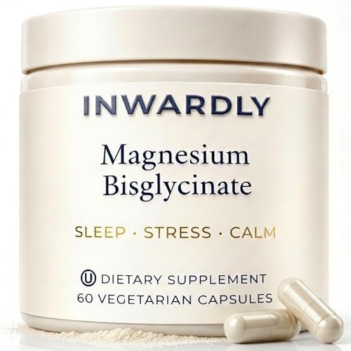 Inwardly Magnesium Glycinat 500mg (als TRAACS Bisglycinat) - Schlaf & Ruhe Unterstützung - Hochabsorbierendes cheliertes Magnesium - 1 Kapsel pro Portion - 2-Monats-Vorrat, 60 vegane Kapseln