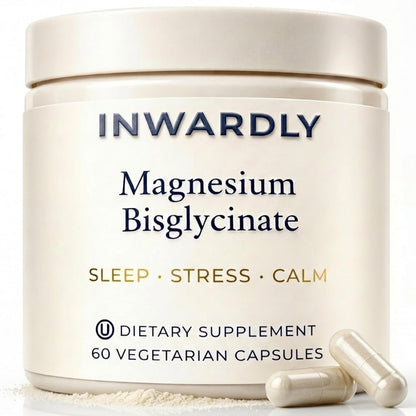 Inwardly Magnesium Glycinat 500mg (als TRAACS Bisglycinat) - Schlaf & Ruhe Unterstützung - Hochabsorbierendes cheliertes Magnesium - 1 Kapsel pro Portion - 2-Monats-Vorrat, 60 vegane Kapseln