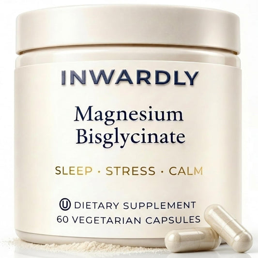 Inwardly Magnesium Glycinat 500mg (als TRAACS Bisglycinat) - Schlaf & Ruhe Unterstützung - Hochabsorbierendes cheliertes Magnesium - 1 Kapsel pro Portion - 2-Monats-Vorrat, 60 vegane Kapseln