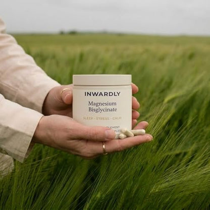 Inwardly Magnesium Glycinat 500mg (als TRAACS Bisglycinat) - Schlaf & Ruhe Unterstützung - Hochabsorbierendes cheliertes Magnesium - 1 Kapsel pro Portion - 2-Monats-Vorrat, 60 vegane Kapseln