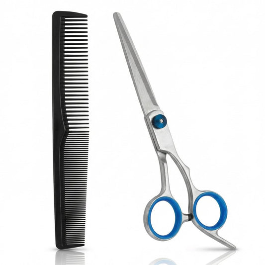 6,5 Zoll Edelstahl Haarschere mit einstellbarer Spannungsschraube & Fingerringen - Professionelle Barber Schere für Männer Frauen, Scharfes Haarschneide-Set mit Kamm für Salon und Zuhause