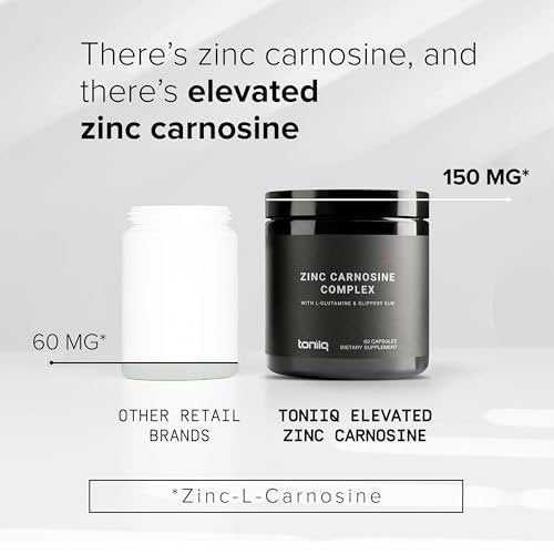 1000 mg Triple Blend Zink-Carnosin-Komplex – Hochdosiert 150 mg Zink-L-Carnosin – mit L-Glutamin und Ulmenrinde – Laborgeprüft – 60 Kapseln