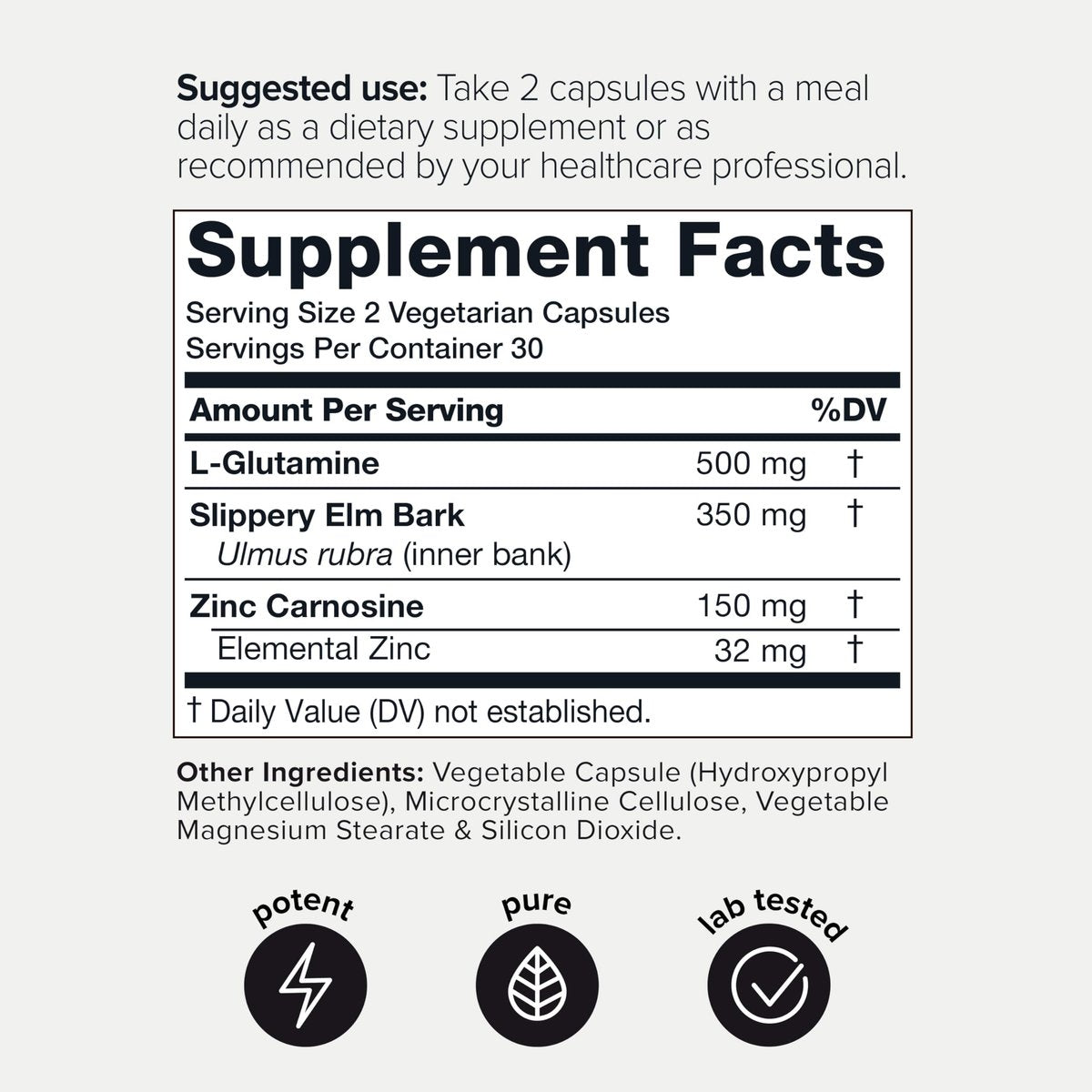 1000 mg Triple Blend Zink-Carnosin-Komplex – Hochdosiert 150 mg Zink-L-Carnosin – mit L-Glutamin und Ulmenrinde – Laborgeprüft – 60 Kapseln